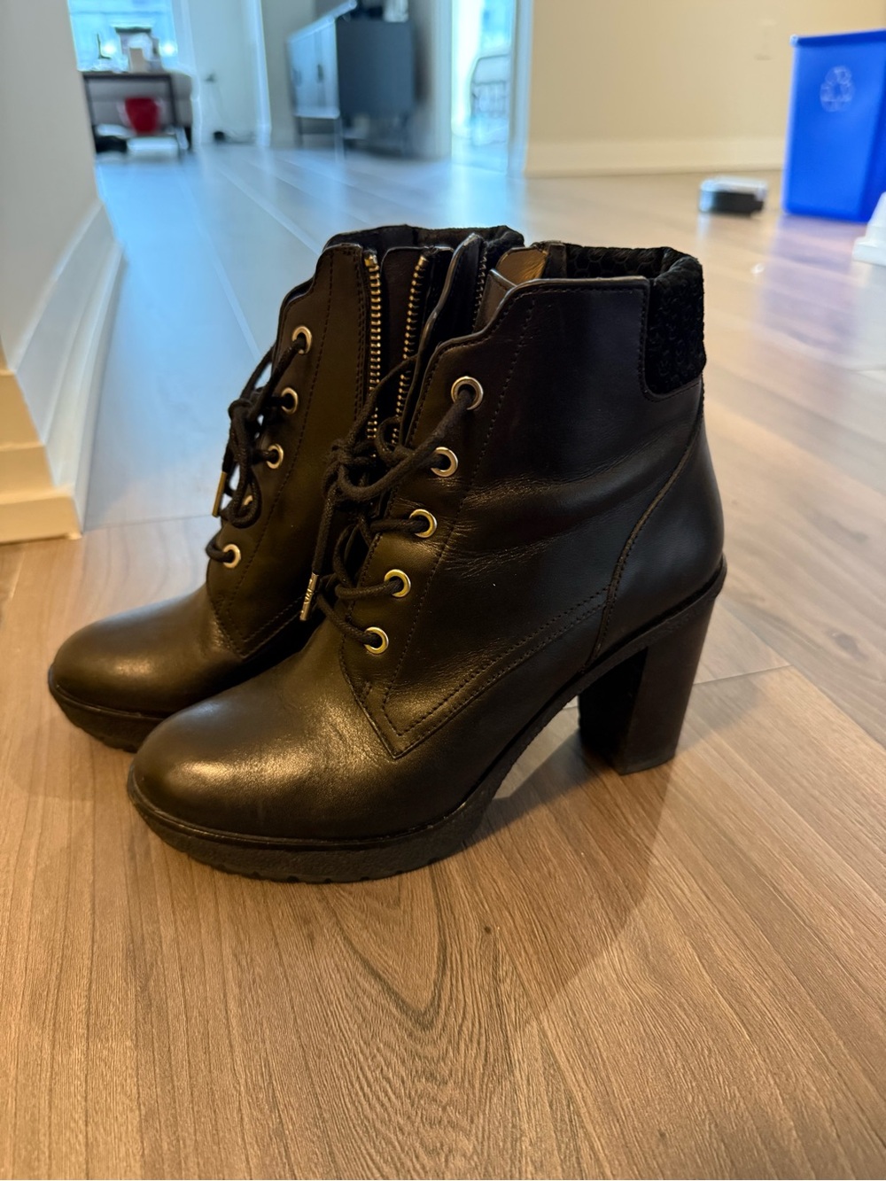 Michael Kors Black Lace-Up Heeled Ankle Boots - Women